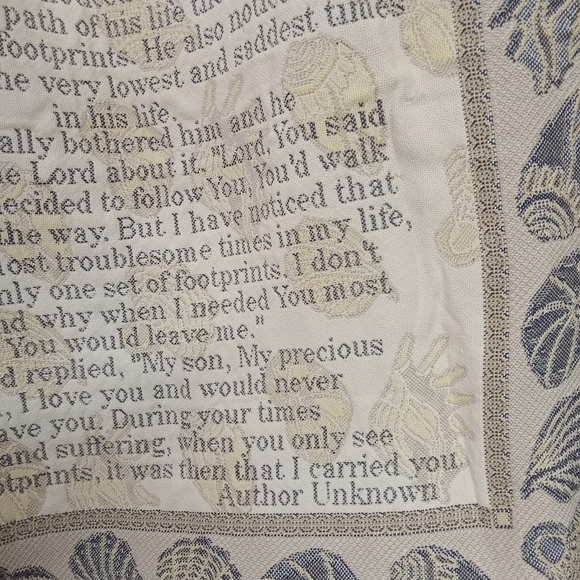 Vintage Seashell Woven Tapestry Throw Footprints in the Sand - Picture 7 of 7